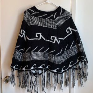 Patterned poncho sweater